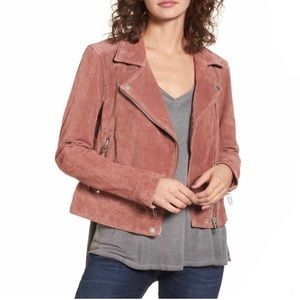 NWT BlankNYC Small suede moto jacket (coral cedar / blush)